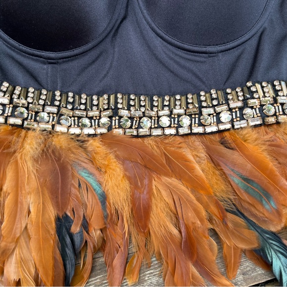 Vintage Bebe Boho Bustier with Sequins and Feather details NWT Size Small - Picture 4 of 15